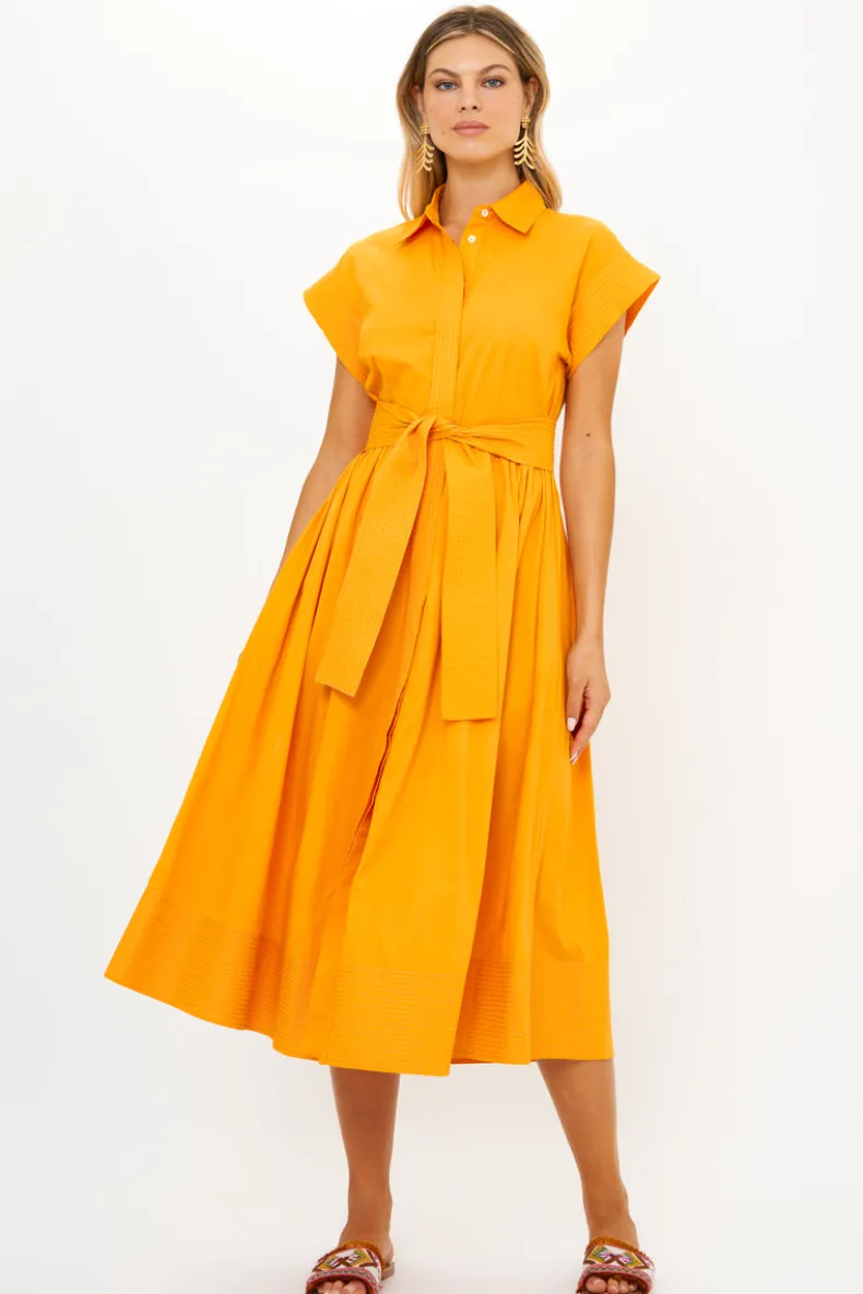 Belted Shirt Dress- Tuki Marigold