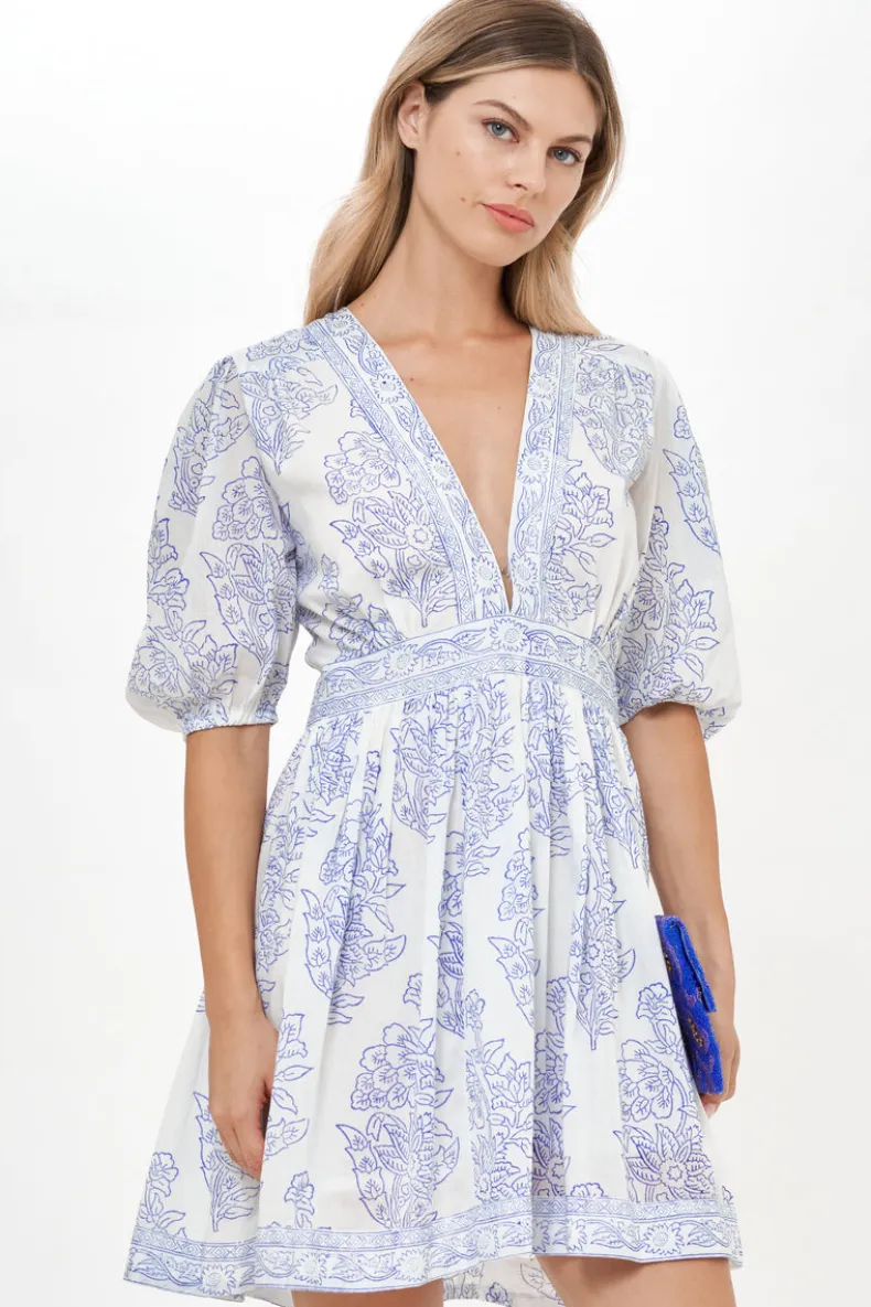 V-Neck Puff Mini- Amadora Blue