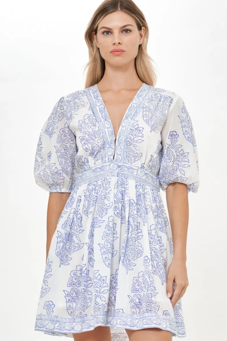 V-Neck Puff Mini- Amadora Blue