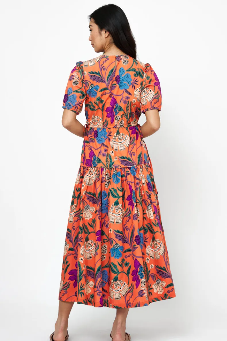 Cinched Waist Puff Maxi- Turin Red