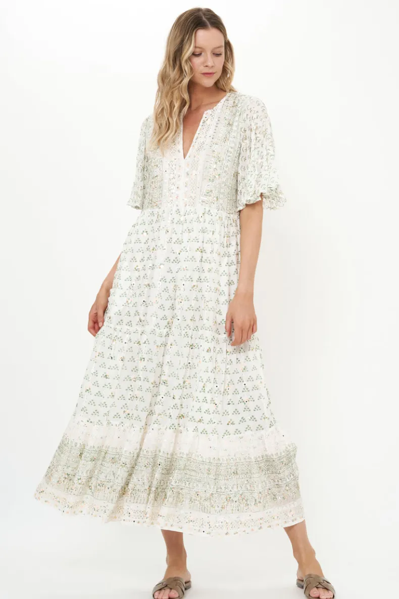 Flirty V-Neck Maxi- Juniper Olive