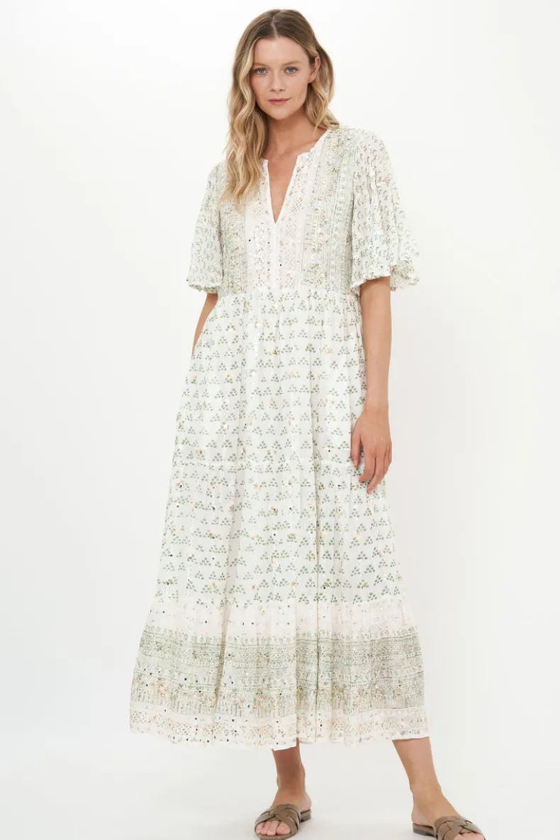 Flirty V-Neck Maxi- Juniper Olive